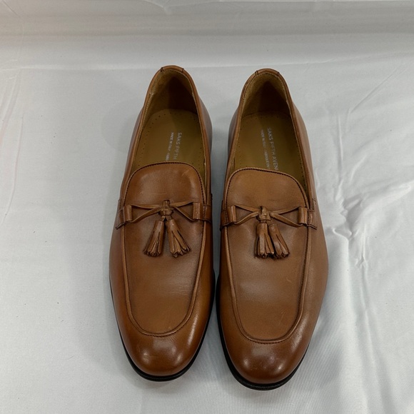 New Saks Fifth Avenue Italy Leather Tassel Loafer Slip On Dress